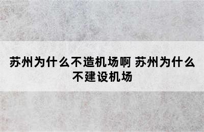 苏州为什么不造机场啊 苏州为什么不建设机场